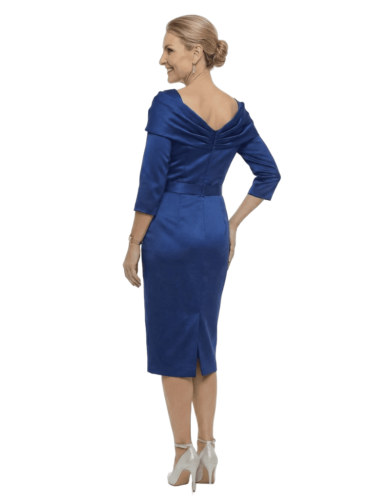 Classy Tea-Length Half Sleeves Silky Satin Sheath Mother Of The Bride Dresses