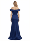 Elegant Off The Shoulder Satin Mermaid Floral Applique Mother of the Bride Dresses With Side Slit