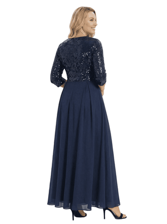 Fancy V-Neck Sequin Chiffon A-Line Floor-Length Mother Of The Groom Gown With Pocket