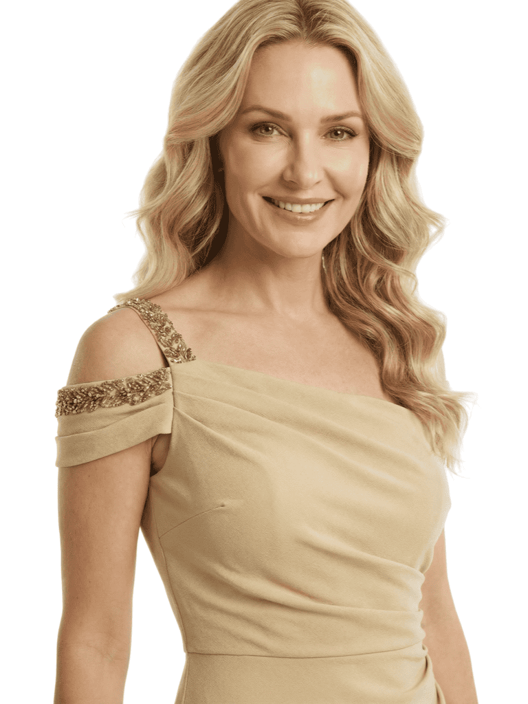 Chicsew Glamorous Mother of The Groom Dress Cold Shoulder Beaded Trim Fitted Floor Length Jersey Fabric Draped Detail Classy Fancy Formal Wedding Guest Gown