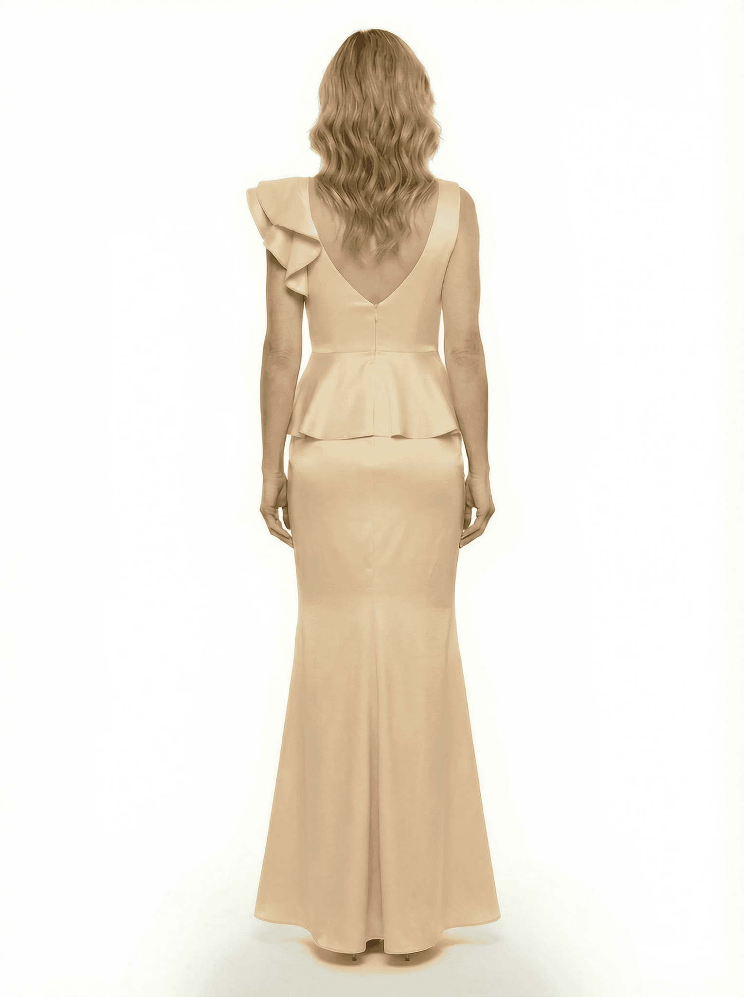 Chicsew Elegant Scoop Ruffle Satin Mermaid Mother Of The Bride Dress