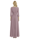 Chicsew Mother of The Groom Dresses Pretty Scoop 3/4 Sleeve Chiffon Maxi Gown