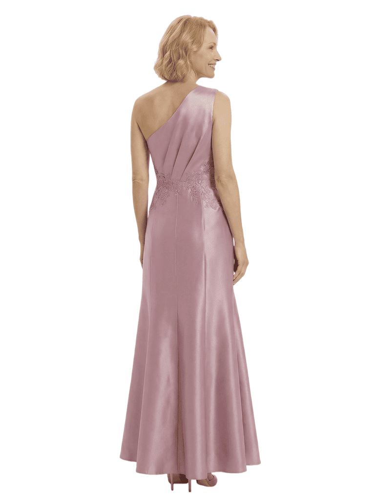 Chicsew Mother of The Groom Dresses One Shoulder Satin Mermaid Maxi Gown Fancy Embroidered Formal Bridal Party Dress