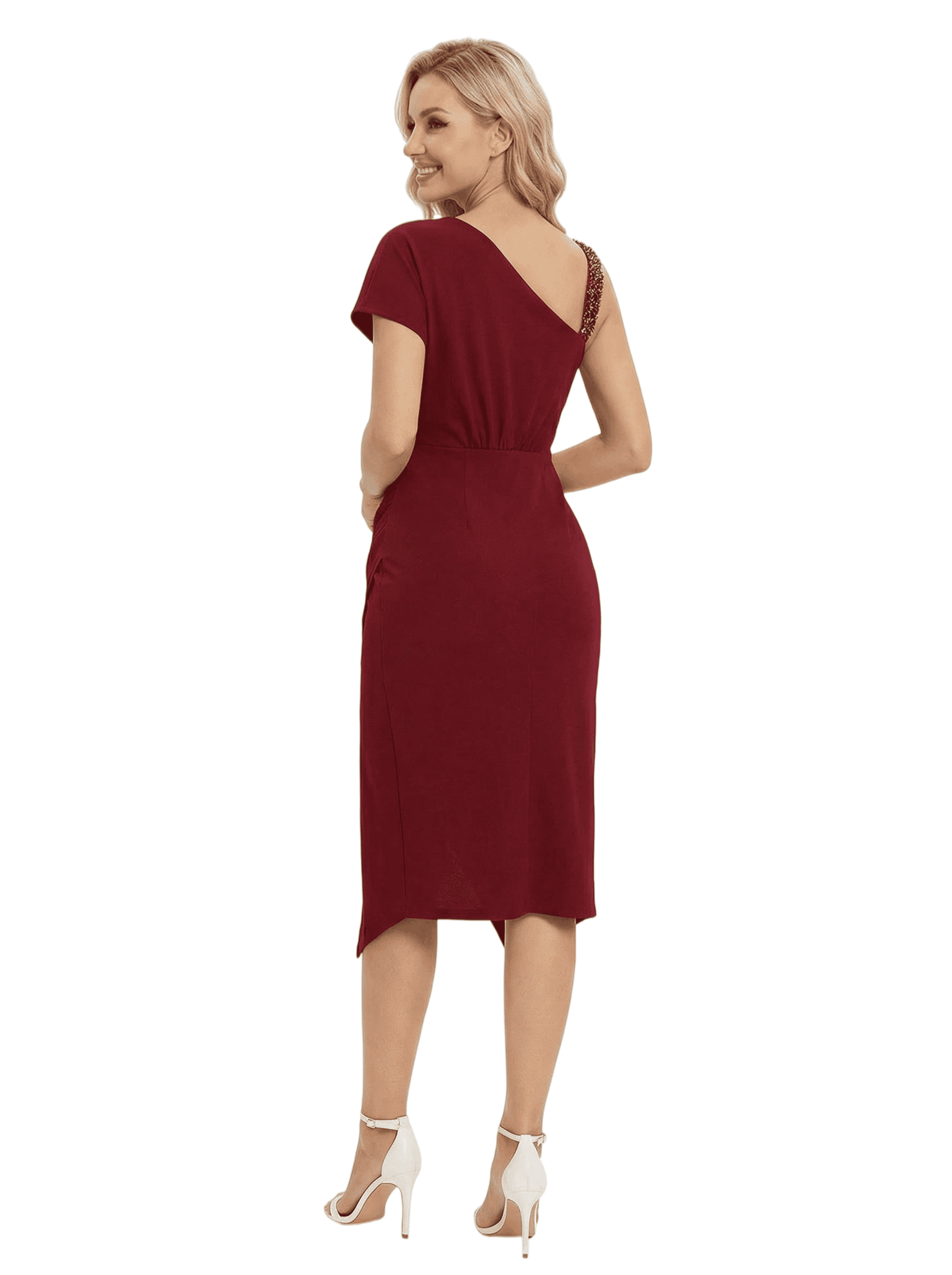 Chicsew Sexy Asymmetric One Shoulder Midi Mermaid Mother Of The Groom Dress