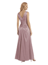 Chicsew Spaghetti Straps Side Slit Ruched Satin A-Line Mother Of The Bride Dresses