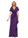 Elegant V-Neck Short Sleeves Mermaid Ruched Crepe Mother Of The Bride Dresses