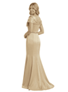 Chicsew Mother of Groom Dress Pretty Off Shoulder Satin Mermaid Gown Classy Beaded Waist