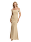 Chicsew Elegant Off Shoulder Sleeveless Ruched Floor Length Mermaid Mother Of The Groom Dress