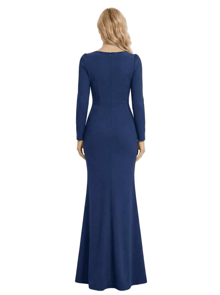 Chicsew Fancy Jersey Scoop Long Sleeves Mermaid Mother Of The Bride Gown