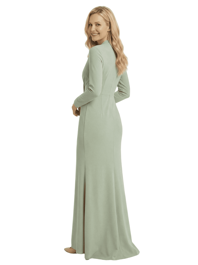 Chicsew Timeless Chiffon V-Neck Long Sleeves Floor-Length Formal Mother Of The Bride Gown