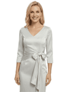 Chicsew Mother of The Bride Dress Elegant V-Neck 3/4 Sleeve Satin Trumpet Maxi Gown