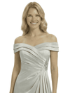 Chicsew Off The Shoulder Mother Of The Groom Dresses Side Slit Satin Ruched A-Line Gown
