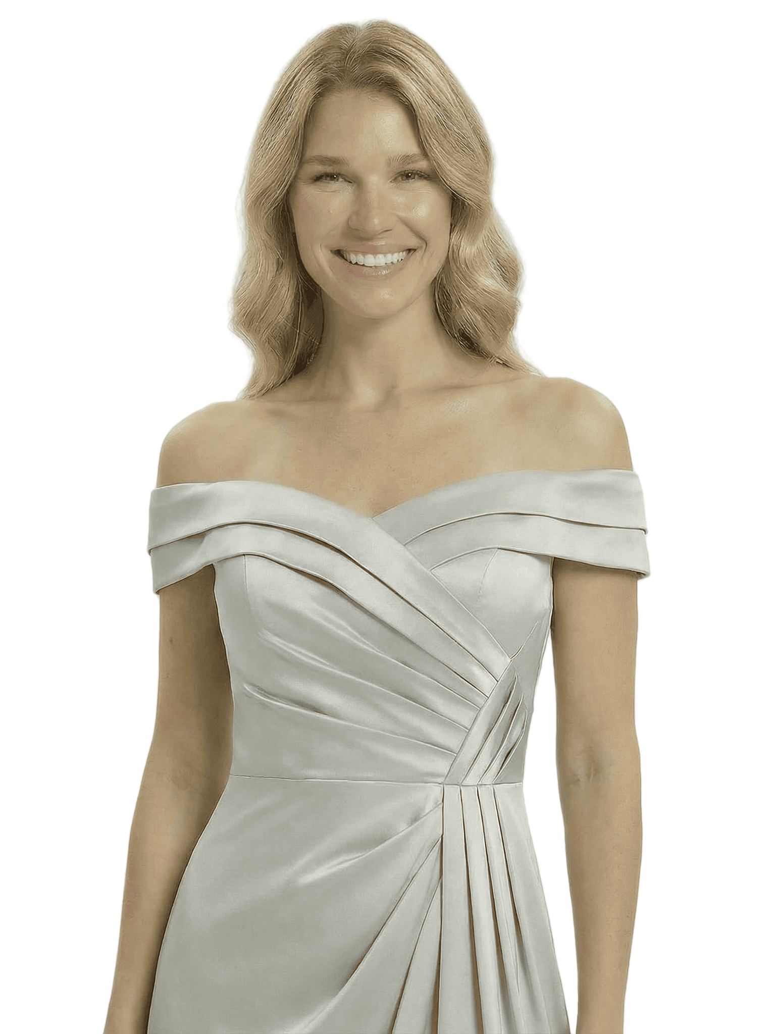 Chicsew Off The Shoulder Mother Of The Groom Dresses Side Slit Satin Ruched A-Line Gown