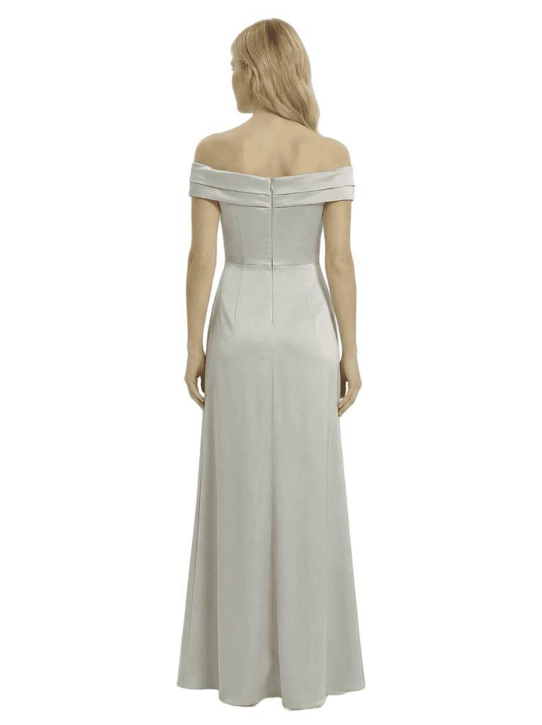 Chicsew Off The Shoulder Mother Of The Groom Dresses Side Slit Satin Ruched A-Line Gown
