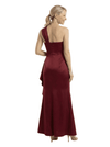 Chicsew One Shoulder Mother Of The Bride Dresses Ruffle Silky Satin Sheath Ankle-Length Gowns