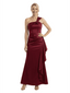 Chicsew One Shoulder Mother Of The Bride Dresses Ruffle Silky Satin Sheath Ankle-Length Gowns