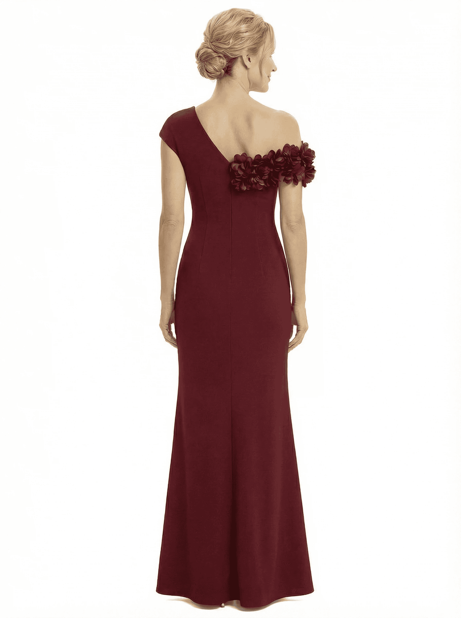 Chicsew Elegant Silky Satin Floral Straps Mermaid Side Slit Maxi Mother of The Groom Dress