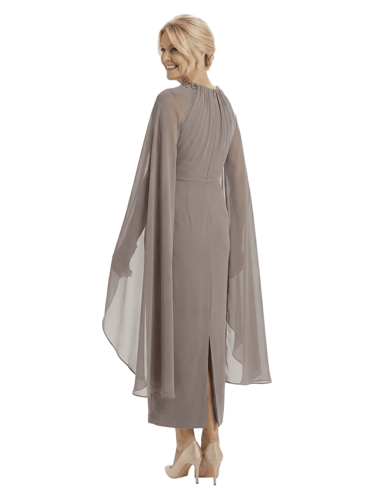 Chicsew Elegant Jewel Long Sleeves Sheath Chiffon Mother Of The Bride Dress