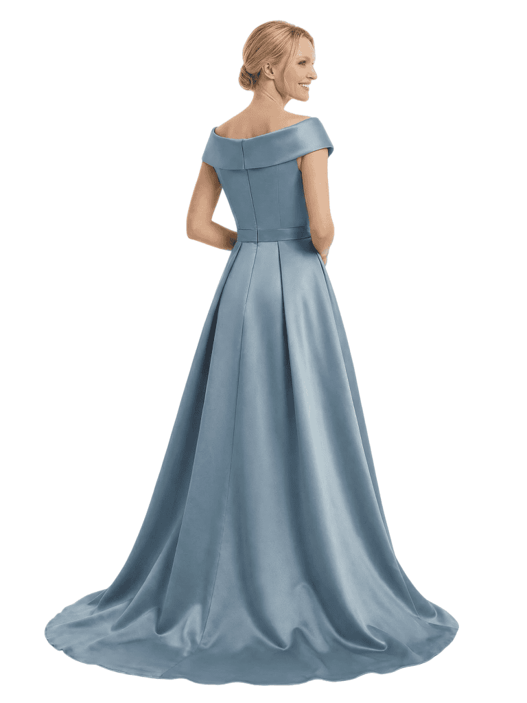 Chicsew Mother of The Groom Dresses Overskirt Cap Sleeves Satin Wedding Guest Dresses With Slit