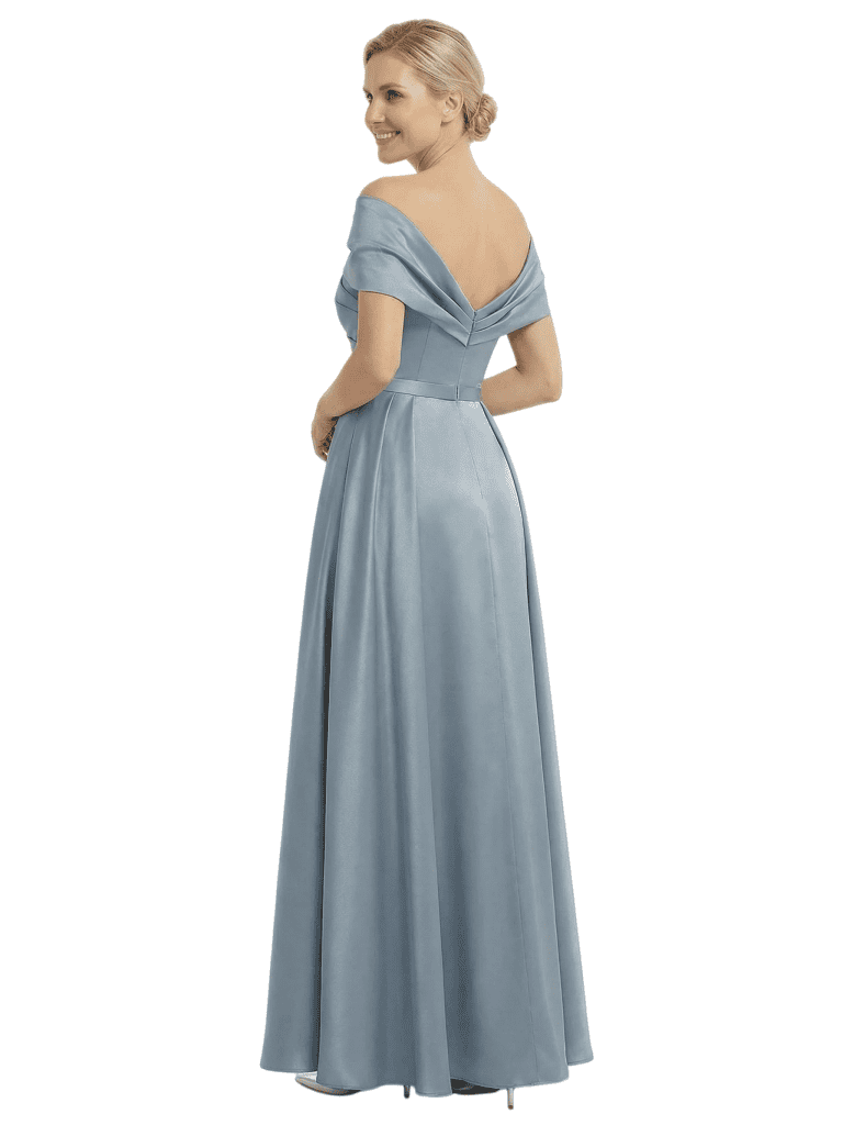 Chicsew Mother of The Bride Dresses Asymmetrical Satin Maxi Gown Unique Ruched Formal Wedding Event Dress