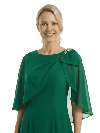 Chicsew Mother of The Bride Dresses Scoop Cape Sleeve Chiffon Maxi Gown Elegant Formal Wedding Event Attire