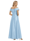 Chicsew Elegant Off Shoulder Ruched Floor-Length Satin A-Line Mother Of The Bride Dresses