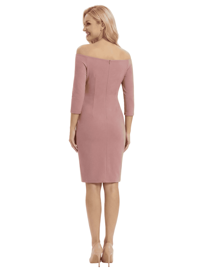 Chicsew Elegant Ruffles Side Slit Sheath Evening Gown Knee-Length Mother Of The Groom Dresses