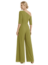 Chicsew Unique Half Sleeves Jumpsuit Mother Of The Bride Chiffon Modern Pantsuit