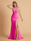 Sexy Mermaid One Shoulder Key Hole Long Bridesmaid Dresses Uk Slit