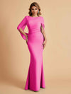 Elegant Mermaid Chiffon Half Sleeves Scoop Mother of the Brides Dresses Online