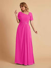Elegant A-Line Chiffon Short Sleeves V-Neck Mother of the Brides Dresses Online