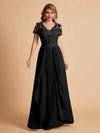 Chiffon Short Sleeves V-neck Lace Mother of the Brides Dresses UK