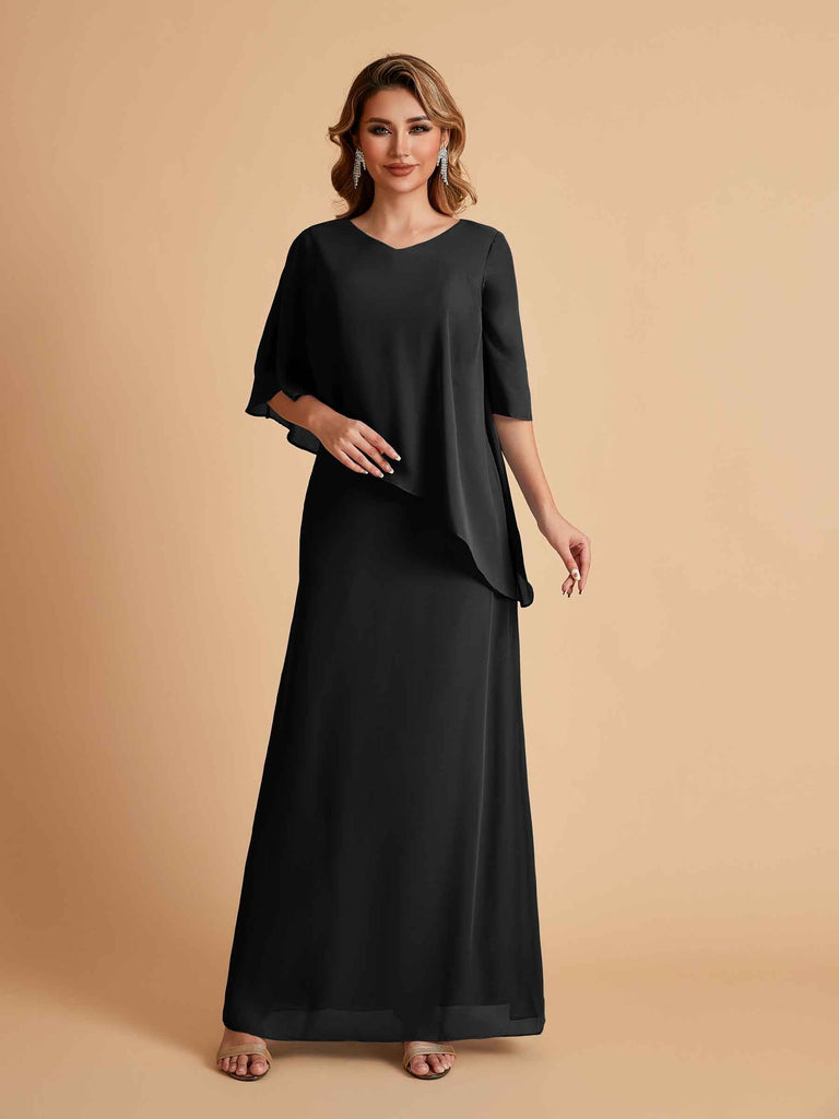 Elegant A-line Chiffon V-neck Mother of the Brides Dresses and Jacket