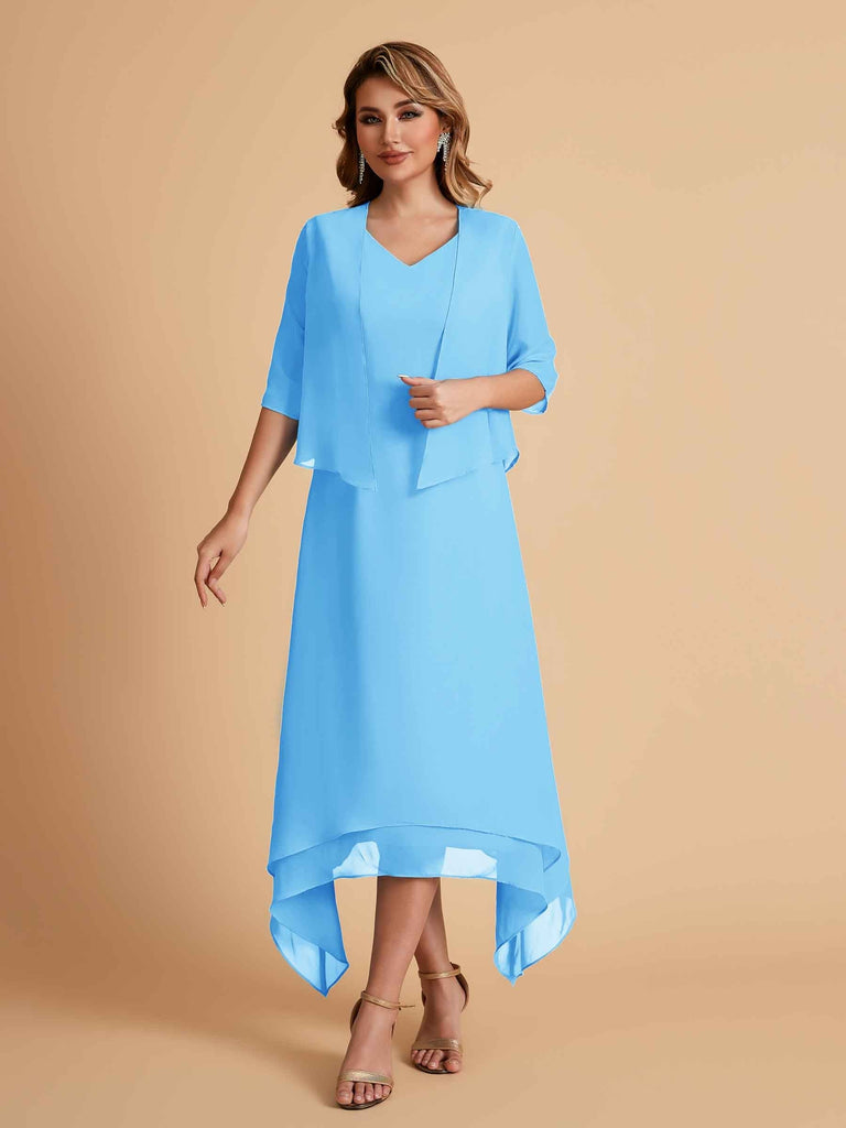 Elegant A-line Chiffon Short Sleeves Mother of the Brides Dresses Online