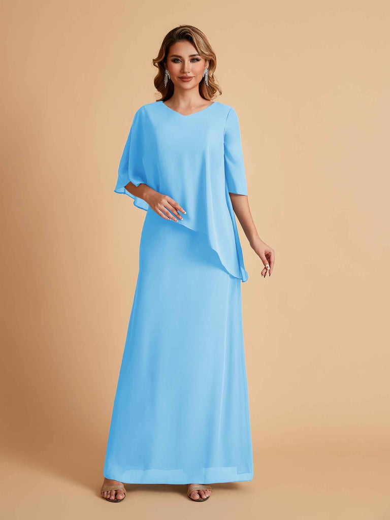 Elegant A-line Chiffon V-neck Mother of the Brides Dresses and Jacket