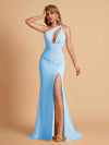 Sexy Mermaid One Shoulder Key Hole Long Bridesmaid Dresses Uk Slit