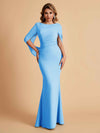 Elegant Mermaid Chiffon Half Sleeves Scoop Mother of the Brides Dresses Online