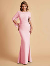 Elegant Mermaid Chiffon Half Sleeves Scoop Mother of the Brides Dresses Online