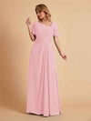 Elegant A-Line Chiffon Short Sleeves V-Neck Mother of the Brides Dresses Online