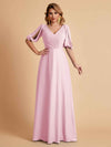 Elegant Chiffon Half Sleeves V-Neck Mother of the Brides Dresses UK Online