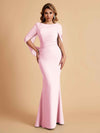 Elegant Mermaid Chiffon Half Sleeves Scoop Mother of the Brides Dresses Online