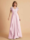 Chiffon Short Sleeves V-neck Lace Mother of the Brides Dresses UK