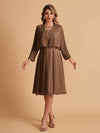 Elegant A-line Chiffon Jewel Lace Short Mother of the Brides Dresses Uk and Jacket
