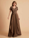 Chiffon Short Sleeves V-neck Lace Mother of the Brides Dresses UK