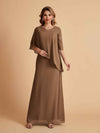 Elegant A-line Chiffon V-neck Mother of the Brides Dresses and Jacket