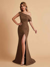 Elegant Chiffon Off The Shoulder Asymmetric Mermaid Mother of the Brides Dresses UK