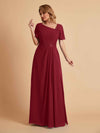 Elegant A-Line Chiffon Short Sleeves V-Neck Mother of the Brides Dresses Online