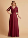 Elegant Chiffon Half Sleeves V-Neck Mother of the Brides Dresses UK Online