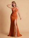 Sexy Mermaid One Shoulder Key Hole Long Bridesmaid Dresses Uk Slit