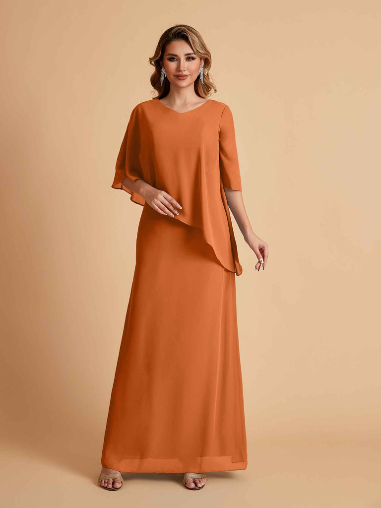 Elegant A-line Chiffon V-neck Mother of the Brides Dresses and Jacket